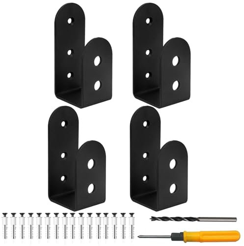 Yinrikom Lot de 4 supports de Barricade pour Porte, Barre en Forme de U, pour Maison, Garage, Grange, Abri de Jardin, Porte de Renforcement, Convient pour Bois de 2 x 4