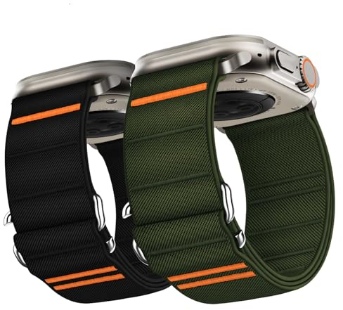 Suitisbest Armband Kompatibel mit Apple Watch Ultra Armband 49mm 46mm 45mm 44mm 42mm, Nylon Sport Band mit S-Haken für Apple Watch Ultra 2 / Ultra SE Serie 10 9 8 7 6 5 4 3 2 1