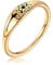 Joliernelle Gold February Birth Flower Ring Dainty Gift for Women Stainless Steel Based Gold Violet Slim Signet Ring Size O