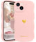 LAPOPNUT for iPhone 14 Case,Cute Curly Wave Frame Love Heart Phone Case for Girls Women,Soft Silicone TPU Bumper Shockproof Camera Protective Cover for iPhone 14 6.1 inch,Pink