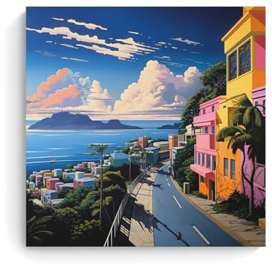 TSNKNP Hiroshi Nagai Sea And House Poster Dekorative Malerei Leinwand Wandkunst Wohnzimmer Poster Schlafzimmer Malerei,Wandkunst Bilddruck Moderne Familienzimmer Dekor 12x12inch(30x30cm)