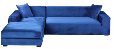GUYIRT Couch Überwurf L Form Kratzfest Katzen, L Förmiger Sofabezug, Sofa Überzug Ecksofa Samt, Sofabezug Ecksofa L Form Stretch, Waschbar (blau 2,2+2 Sitzer)