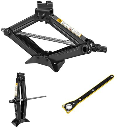 Scherenwagenheber, Wagenheber 2000kg Scherenwagenheber Auto Heber, Wagenheber Set Reifenheber mit Schraubenschlüssel, Tragbar, Robustes Material, Schwarz