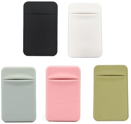 NIYATA 5Pcs Porte Carte Telephone,Porte-Cartes pour Téléphone Portable,avec Autocollant Adhésif pour l'Arrière du Téléphone,Peut Accueillir Une Pièce d'Identité et des Cartes de Crédit