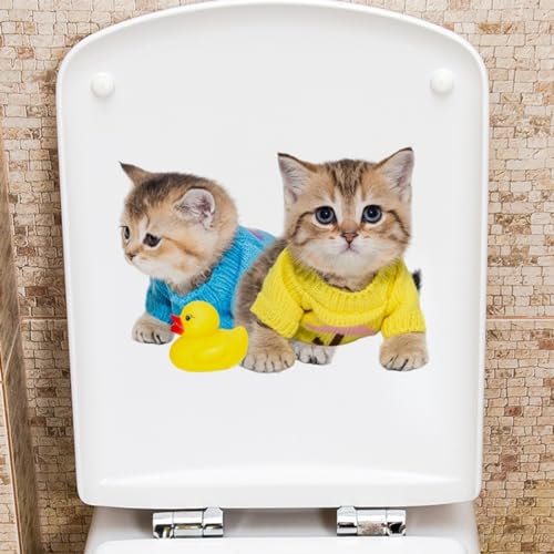 EpheyFIF 1 Sheets Toilet Decal Stickers, cute Toilet Lid Decal Toilet Seat Transfers Sticker Decals Funny Bathroom Sticker Self for Wall Fridge for WHEELIE Bin Stickers DIY Decor