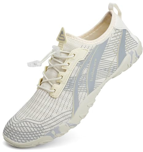 Water Shoes Womens Mens Aqua Beach Swim Shoes Quick Drying Barefoot Shoes for Swimming Pool Boating Surfing Diving Yoga(934Beige,5.5UK)