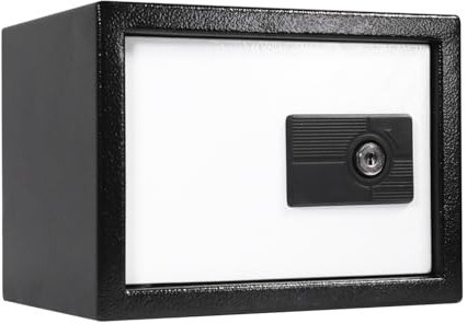 KARAT Safe Furniture Safe, 14 L, 17 x 23 x 17 cm, Black/White, Key Lock, Wall Safe for Home with Key (Diarik)