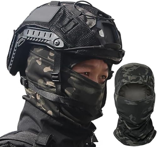 TS TAC-SKY Tactical Fast Helm Mit Noise Cancelling-Headset, Schutzbrille, Batterietasche, Taschenlampen, Metall, L4G24 Und NVG-Modelle, Airsoft-Helmset(F,M)
