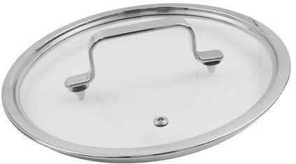 LC LICTOP 9 Flat Tempered Glass Lid 304 Stainless Steel Wide Rim Cookware Cover for 9-Inch Pot or Pan (Rounded Rectangular Handle)