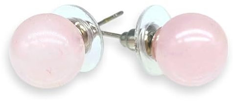 TENET - Orecchini perle sfere pietre dure minerali da 10mm (QUARZO ROSA)