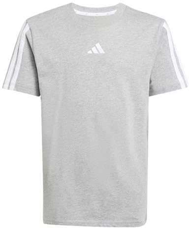 adidas Unisex Kids Essentials 3 Stripes Shirt, Medium Grey Heather/White, 13-14 Years