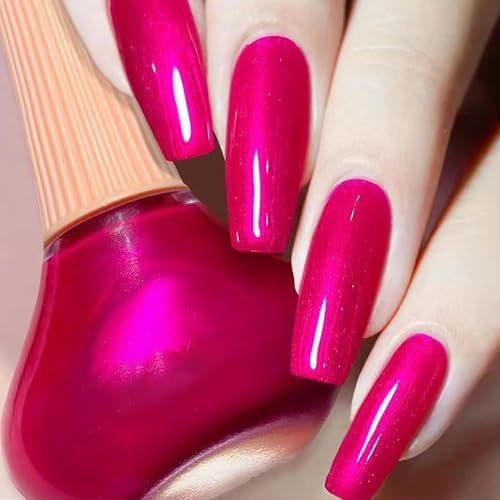 Holographic Rose Red Nail Polish for Disco-Ready Nails – Quick Dry, Long-Lasting Formula - No UV LED Lamp Required - Perfect for Summer Nail Art – Sparkling, Shiny Finish