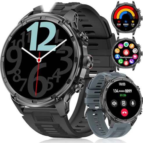 LIGE Smartwatch Uomo, 1.85 Grande Schermo Orologio Smartwatch con Chiamata Bluetooth/710mAh Batteria, 110+ Modalità Sportive, Cardiofrequenzimetro e Sonno IP68 Impermeabile per iOS Android,Nero
