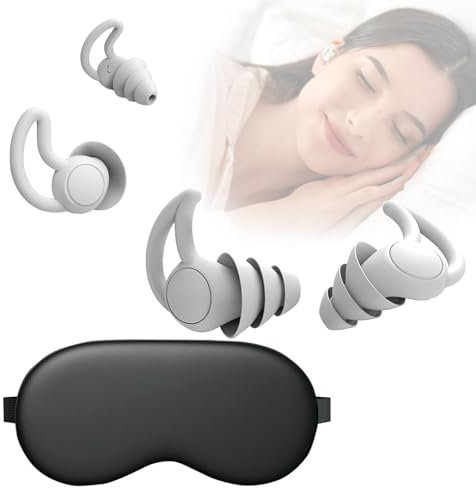 Ohrstöpsel Zum Schlafen,silikon Ohrstöpsel zum schlafen weiche 3D-Form, 3 Schichten schallisolierendes Material, geeignet für Flugzeuge, Schlafen, Reisen und Konzentration,Grau–1 Paar