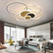 WJYCYN Dimmbare LED-Deckenleuchte mit Fernbedienung | Große Wohnzimmer 7-Ring Design,125W,Helligkeit einstellbar| Modern Wohnzimmer Schlafzimmer Deckenlamp(Gold&Schwarz,L:100 * 80cm)