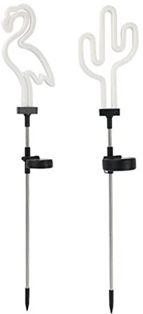 YARNOW 2 Pièces Lampe Solaire Extérieur Forme De Cactus Et Oiseau Tropical Décor De Jardin Au Néon Lot