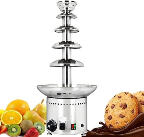 DSeenLeap 5 Tier Fountain Chocolate Machine,Cream Fondue,Commercial Chocolate Fondue Fountain,Digital Display,Waterfall Melting Machine