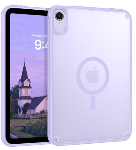 Telaso for iPad mini 7 A17 Pro 2024/iPad Mini 6 2021 8.3 Inch iPad mini 7th/6th Gen Magnetic Case, Translucent Matte Back Soft TPU Bumper Military Grade Protective Case for iPad mini 7/Mini 6, Purple
