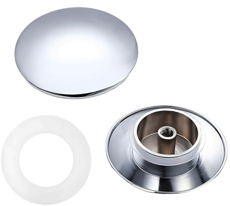 2 Pcs Up Sink Cap Chrome Basin Waste Easy Pop Up Bathroom Sink Drain Stoppers Replacement Part Bathroom Sink Push Button Click Clack Plug 66mm