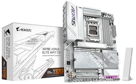 GIGABYTE X870E AORUS Elite WIFI7 ICE AMD AM5 LGA 1718 Motherboard, ATX, DDR5, 4X M.2, PCIe 5.0, USB4, WIFI7, 2.5GbE LAN, EZ-Latch, 5-Year Warranty