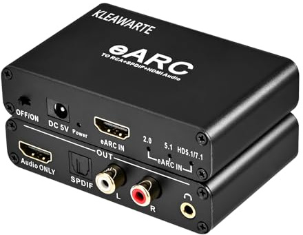 eARC Extracteur audio HDMI ARC Convertisseur audio eARC vers HDMI Audio Optique/SPDIF RCA L/R Jack 3,5 mm Adaptateur numérique vers analogique Convertisseur DAC