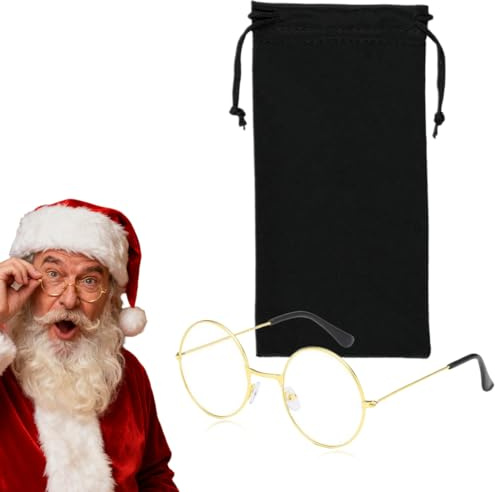 DIFLAX Weihnachtsmann Kostüm, Weihnachtsmannbrille, Nikolausbrille, Runde Brille, Retro Brille, Vintage Brille, Kostümergänzung, Cosplay Brille, Für Weihnachtsmann-Verkleidung, Nikolauskostüm