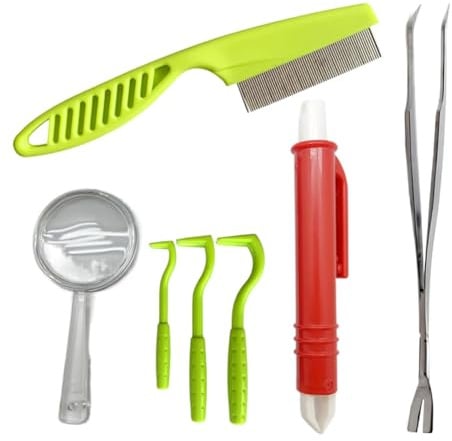 Wzxksoac Pet Tick Removal Tool 7Pcs Kit with Storage Box for Dogs Cats Including Tick Comb