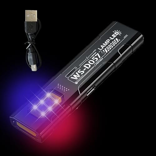 Generico Torcia Con Magnete | Lampada LED Ricaricabile USB 5 Modalità - 800mah LED Meccanica Luce Lavoro con Clip Posteriore | Per Manutenzione Auto Officina Cantiere Edile