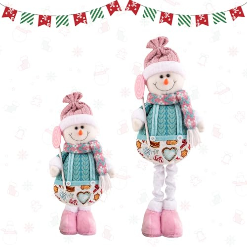 Weihnachtswichtel Figuren, Weihnachtsdeko Innen 60CM Wichtel Figuren Schneemann Figur Weihnachtsdeko Tisch Skalierbar Plüsch Wichtelfigur Schneemann Weihnachtsfiguren Deko für Küche Büro Tisch (E)