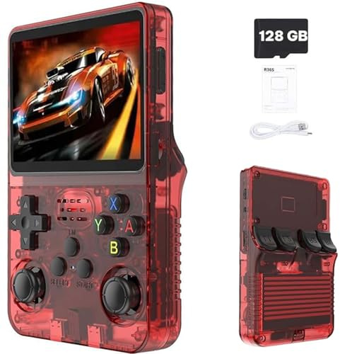 Console de Jeu Rétro 2026, R36s Play, Mini Console de Jeux Vidéo Portable Poignée de Main, écran IPS 3,5, 128 Go de Stockage (Rouge)
