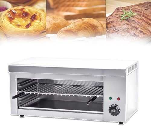Glowdora Griglia Elettrica per Fondere Formaggio da 2000 W, Salamandra Professionale in Acciaio Inox, Salamandra da Banco per Fondere Formaggio, Toast, Bistecche alla Griglia