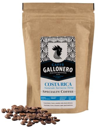 Caffè Gallonero Caffè Specialty in Grani 250gr Costa Rica Tarrazu Tirra, Specialty Coffee Monorigine, Lavorazione Naturale, Air Roasted, Profilo Aromatico Vivace e Complesso