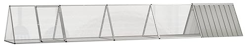 Mokuyary Kaninchenkäfig Grau 504,5x80,5x71 cm Verzinkter Stahl Hasenstall, Hasenkäfig Kleintierkäfig Kleintiergehege Hasenhaus, Hühnerstall Meerschweinchenstall