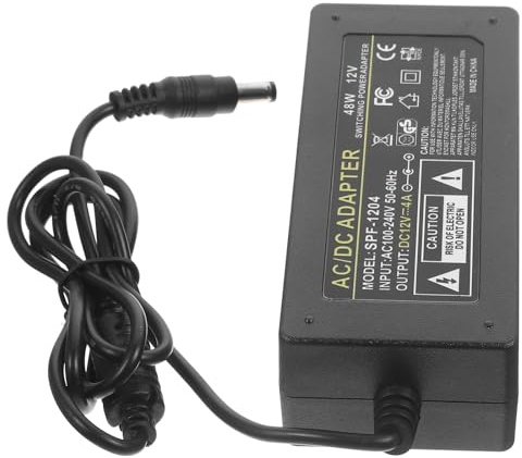 Tofficu Adaptateur Secteur 12v 4a 48w Noir Indicateur LED pour Moniteur, Alimentation pour Caméra de Surveillance et TV, Compatible Vidéosurveillance, Alimentation DC Fiable et Stable