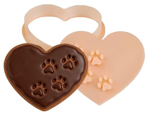 Mimoqk Cookie Cutter, Paw Print Fondant Mold, Heart Shaped Cookie Cutter with Stainless Steel Design, Baking Tool for Christmas Holiday Party, Kitchen Tools, Cutters for Men Women