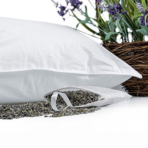HOMESCAPES Set of 2 Dried Lavender Pouches Refill for Aromatherapy Lavender Pillow 100% Cotton Pouches, 10 x 10 cm
