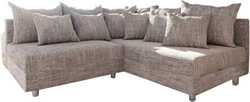 DELIFE Eckcouch Clovis Hellgrau Strukturstoff Ottomane Rechts Ecksofa Modular