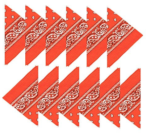 BOOLAVARD 1, 6, 9 oder 12 Stück Cowboy Bandanas Bandana mit original Paisley Muster,12er pack,Orange