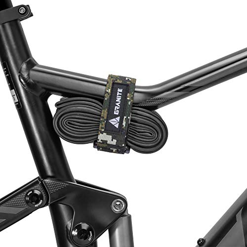 Granit Rockband MTB Rahmen Trägergurt für Schläuche und Fahrradwerkzeug-Set, Fahrrad-Aufbewahrungslösung zum Anbringen von zusätzlicher Ausrüstung an Ihrem Mountainbike und BMX-Bike (Grüne Tarnfarbe)