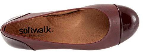 SoftWalk Women's Sonoma Cap Toe Ballet Flat, Dark Red, 5 UK