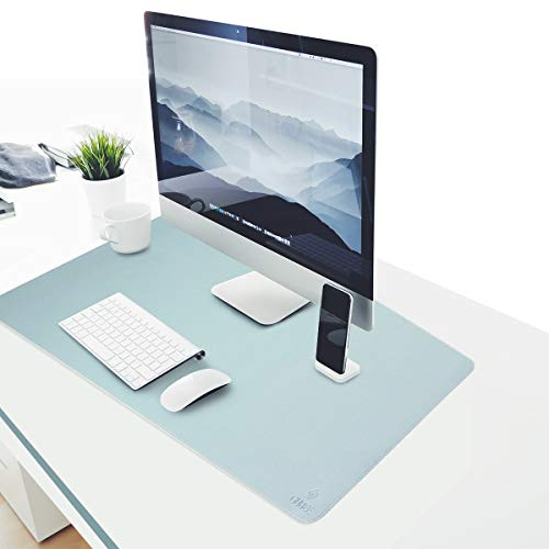 GUBEE PU-Leder Multifunktionsbüro-Schreibtischunterlage Mauspad,Wasserdichte rutschfeste Anti-Schmutz-Mausunterlage für Büro und Zuhause, Reisen-Large Size 900x400x2mm (Blau)