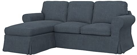 Soferia Sofabezug L Form Kompatibel Mit Ektorp 2er-Sofa Mit Recamiere Ecksofaüberzug Ecksofaüberwurf Sofaschoner Cover Wasserabweisend Fleckschutz Softi Grau Anthrazit