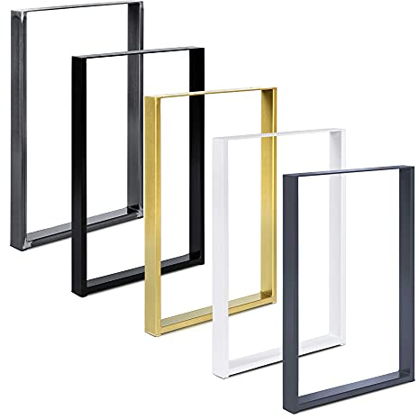 2 x Tischkufen aus Metall | Industrial Tischbeine in Schwarz Weiß & Rohstahl | Alle Größen für Esstisch Schreibtisch Couchtisch & Bank | DIY Tischgestell(80x72 cm, Industrial (Klarlack))