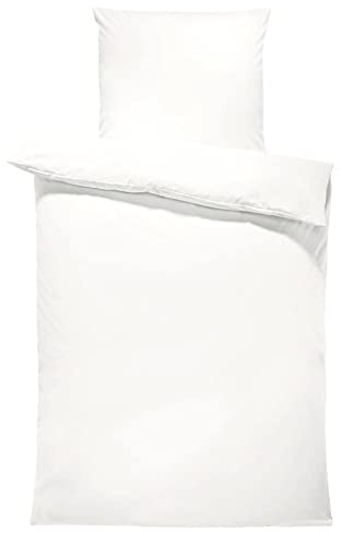 one-home Uni Bettwäsche Einfarbig Mikrofaser Garnituren Bettbezüge Premium Reißverschluss (weiß, 2 teilig 135x200 cm)