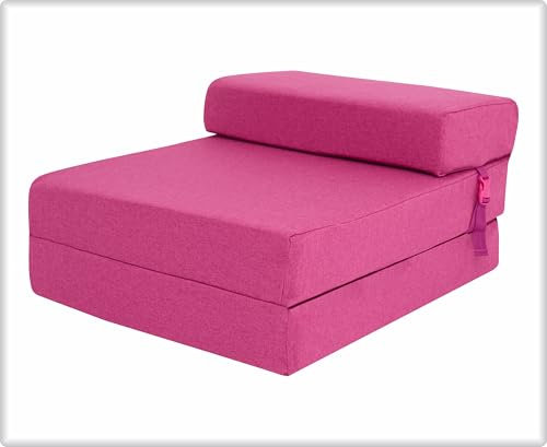 SAPPHIRE Single Z Bed Sofa Chair for Living Room Comfy Portable and Light Weight Fold Out with Waterproof Removable Cover Z Bed Futon Mattress | Single Mattress ZBed | Floor Bed For Adults (Fuchsia)