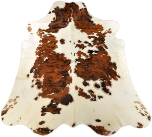 generisch KUHFELL STIERFELL BRAUN Weiss Tricolor 210 x 210 cm Rinder Fell Teppich VON KUHFELLE ONLINE