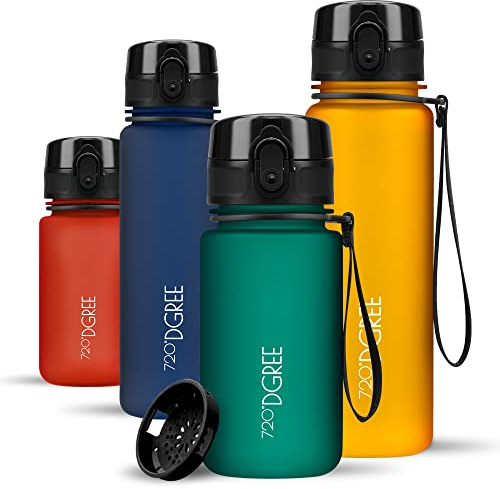 720°DGREE Gourde Enfant 350ml “uberBottle“ +Tamis à Fruit, softTouch - Sans BPA, Anti-fuite - Bouteille d'Eau, Water Bottle idéale pour Jardin d'enfants, Aire de jeux, Fille & Garçon à partir de 2 ans