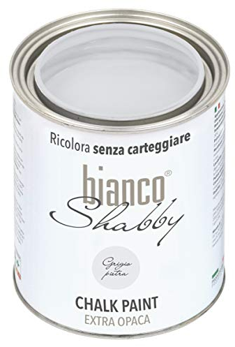 biancoShabby® Chalk Paint Grigio Pietra Pintura Shabby Chic Vintage para Muebles y Paredes Extra Mate vuelva a dar color fácilmente todo tipo de material sin lijar (1 l Paquete de 1)