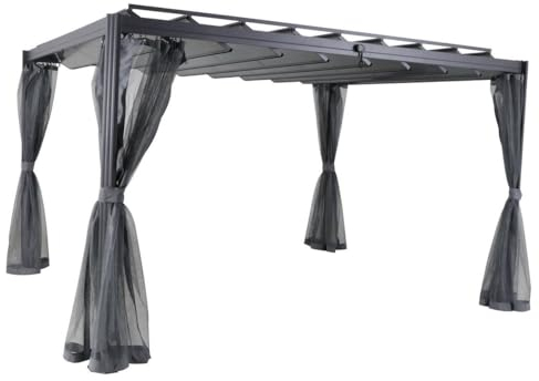 Hespéride - Moustiquaire pour pergola Belize Ardoise (4 Rideaux)