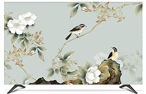 NANKAN 32-75 Zoll TV Hülle Fernseher Bildschirmschutz Abdeckung innen TV-Abdeckung für LCD-LED-Flach-/Kurvenbildschirm, mit TV-Fernbedienung Abdeckung (Color : Bird, Size : 75in)